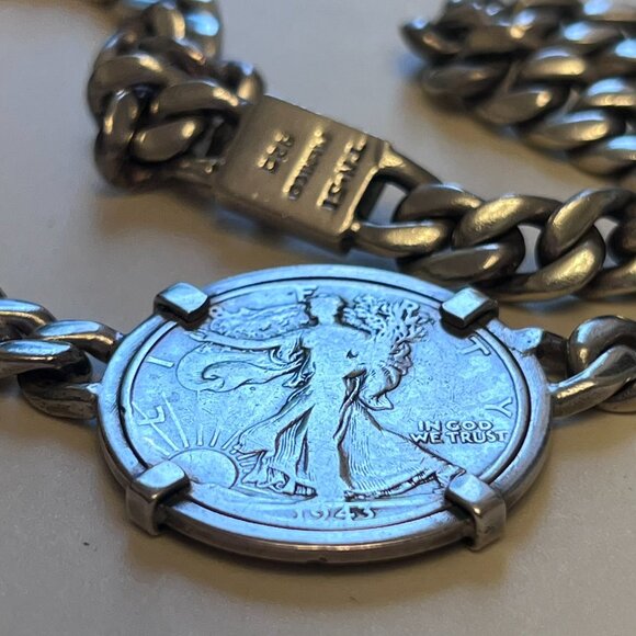 Custom Solid .925 Sterling Silver Miami Curb Chain Vintage Coin Necklace - Picture 6 of 10